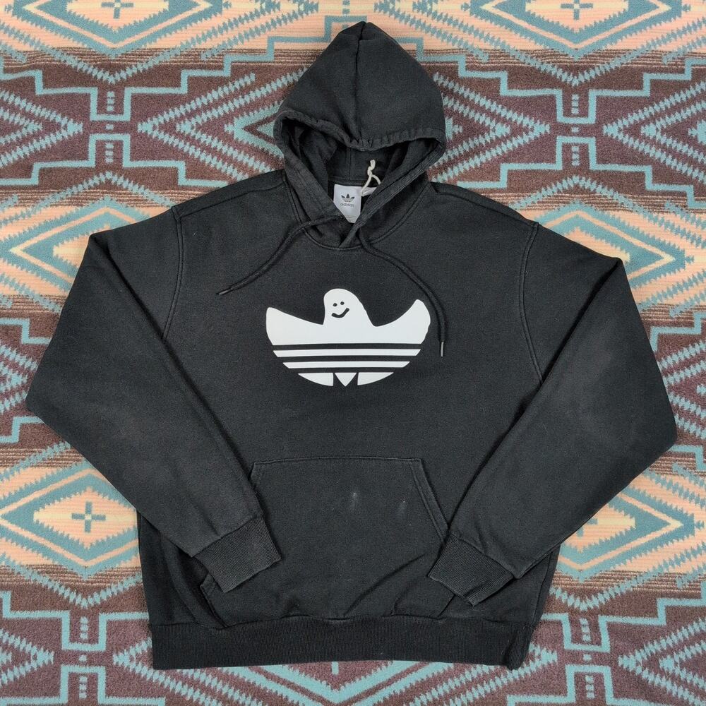 Adidas Ghost Logo Black Hoodie Trefoil Size Large G Shmoo Mark Gonzales Largex
